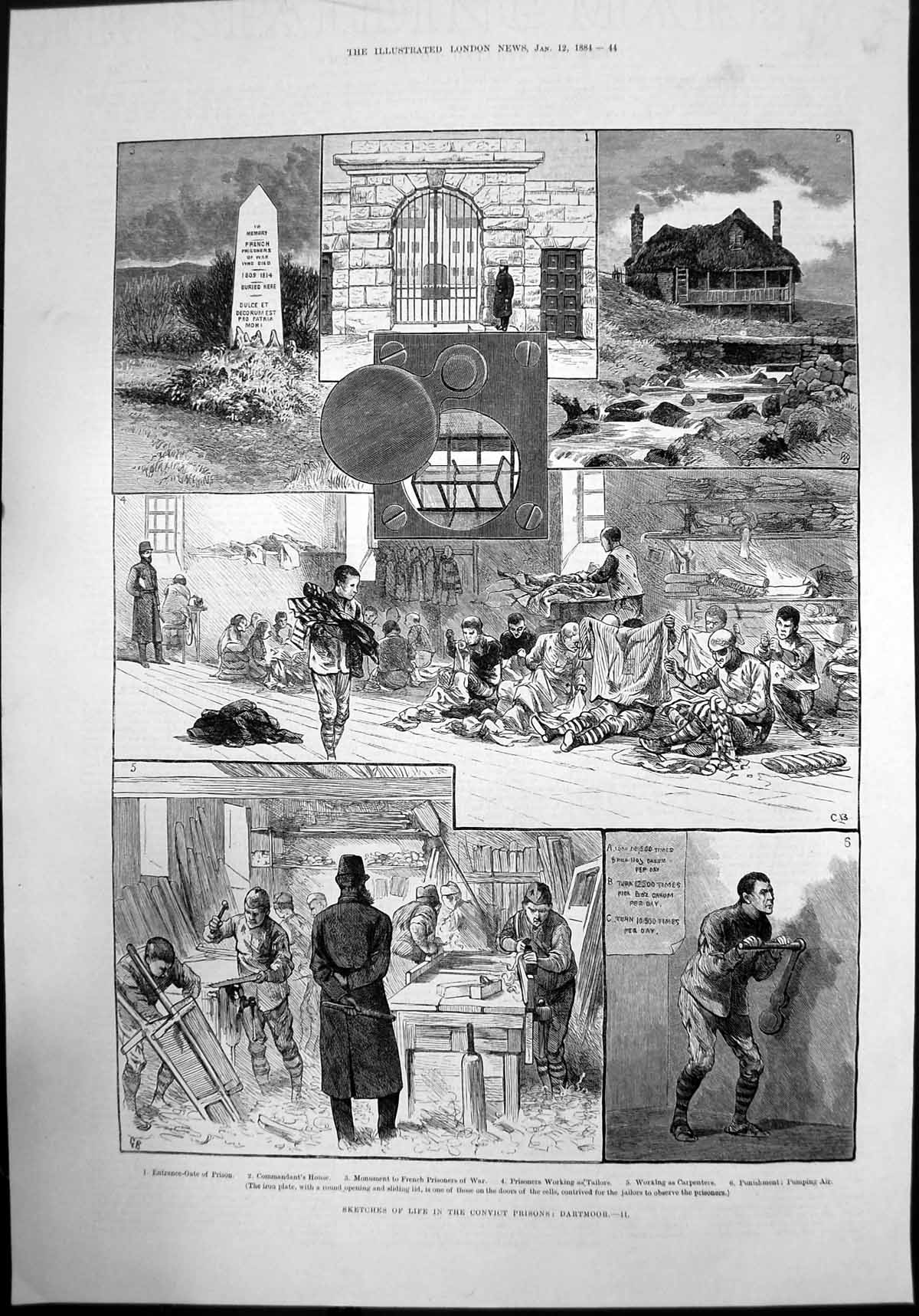 Old Sketches In The Life In The Convict Prisons Dartmoor Working 1884 Victorian