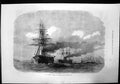 Old Print Hms Agincourt Aground On The Pearl Rock Gibraltar Bay Ship 1871 19th