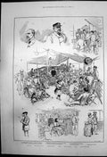 Original Old Antique Print Route To Burmah General Sir Froberts 1886 Victorian