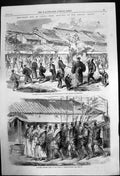 Original Old Antique Print New Years Day In Japan Special Artist 1866 Victorian