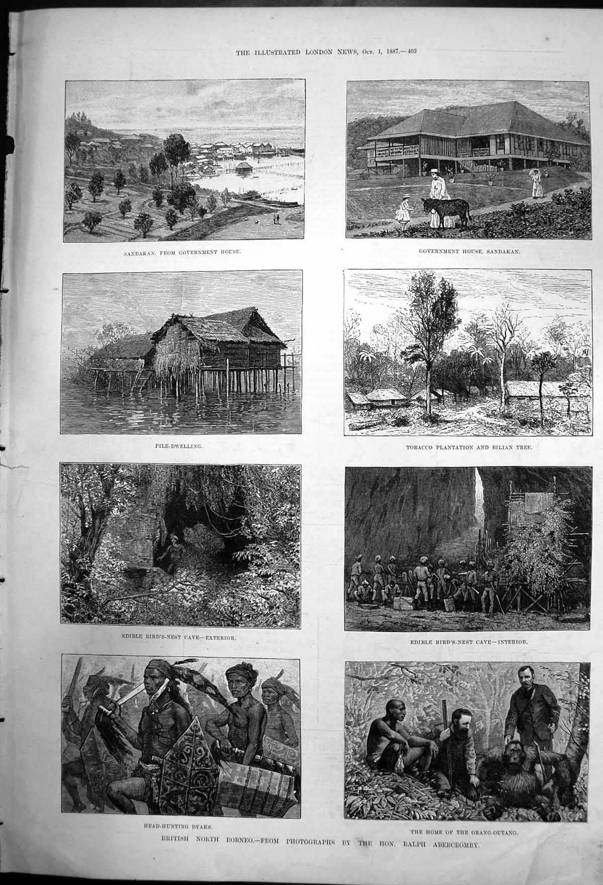 Original Old Antique Print North Borneo Photo By Hon Ralph Abercrombie 1887