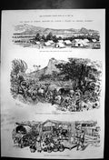 Original Old Antique Print Ghoorka Regiment Shan Hills Captain C Pulley 1886