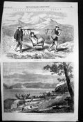 Old Antique Print Japanese Litter View From Upper Battery Simonosaki 1865 19th