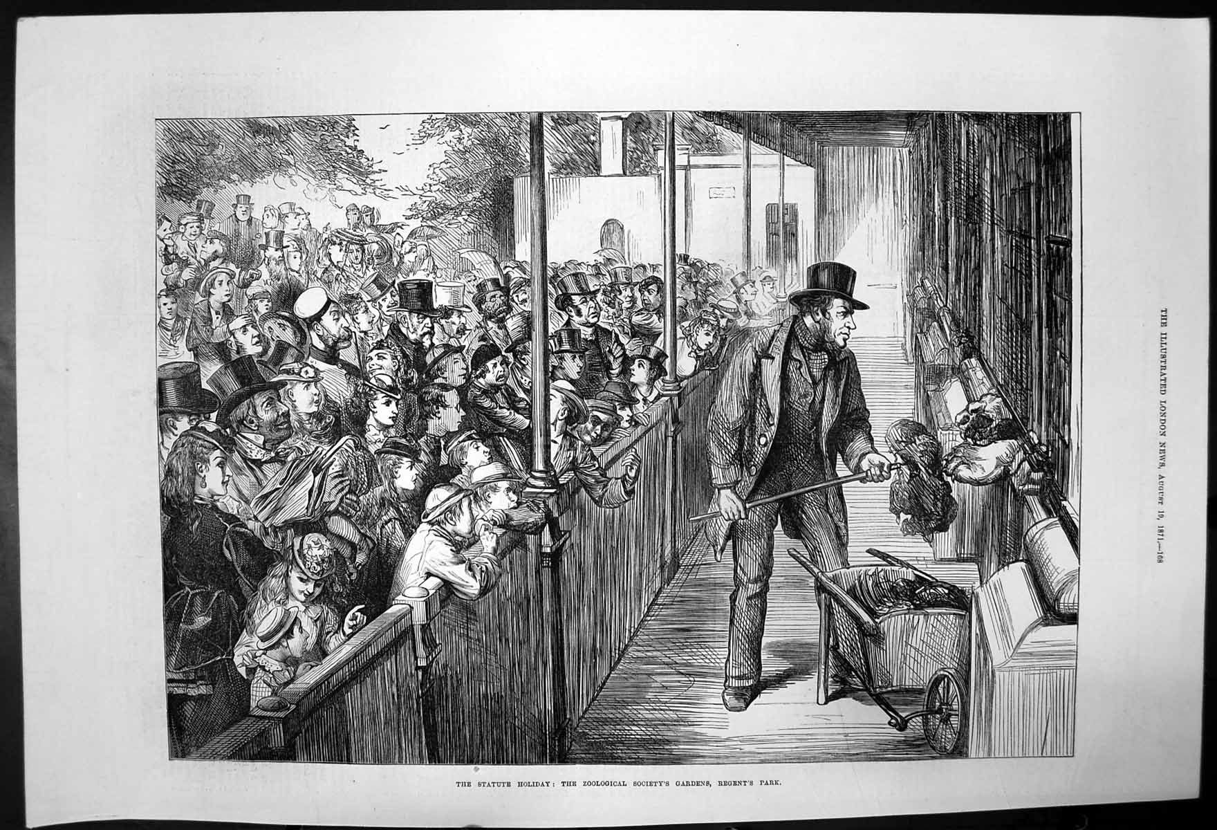 Old The Statute Holiday Zoological Society'S Gardens Regent Park 1871 Victorian