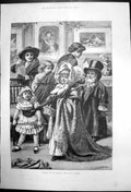 Original Old Antique Print Children Dressing For The Charade By Ejwalker 1885