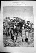 Original Old Antique Print Khartoum Relief Expedition Wounded Siers Convoy 1885