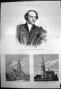 Antique Old Print Trinity Church Bermuda Church Otago Rev C Wordsworth 1885