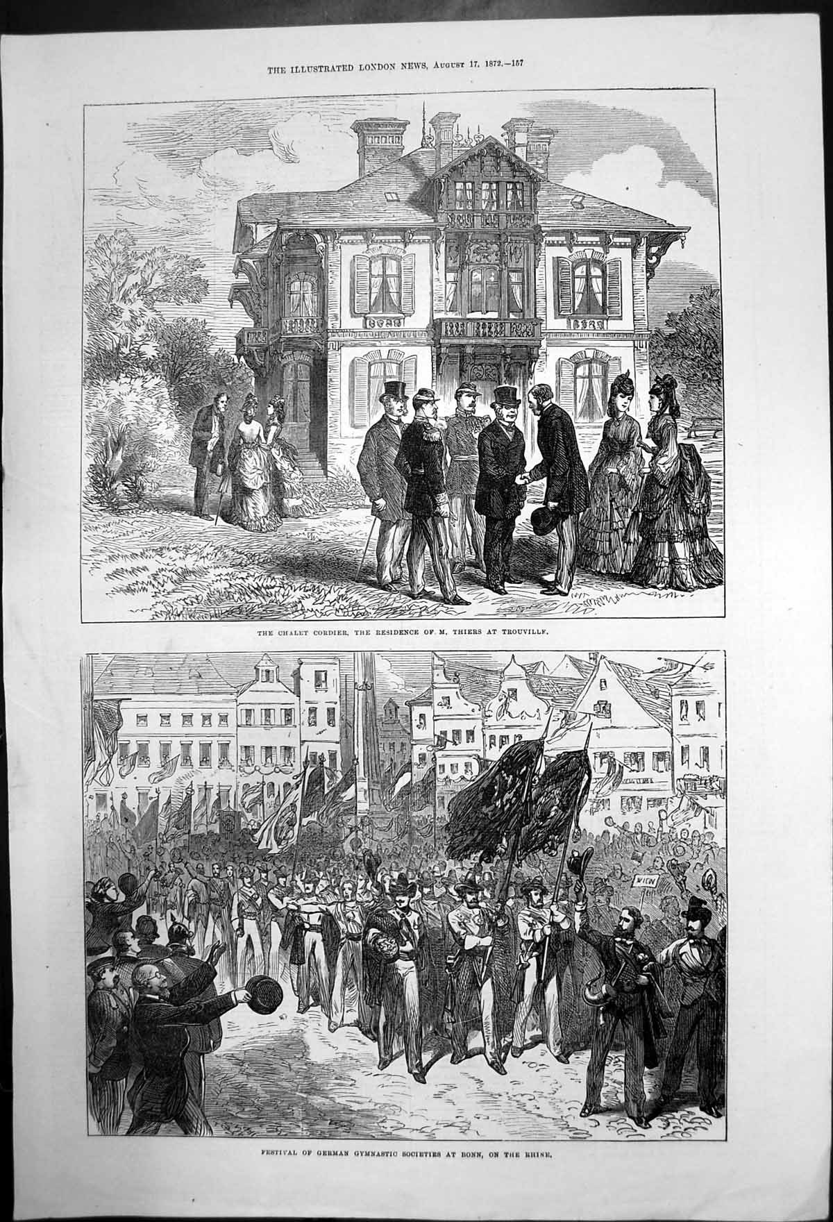 Antique Print Chalet Cordier Mthiers Trouville Gymnastic Festival Bonn 1872