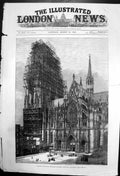 Original Old Antique Print Cologne Cathedral Completed AfterCenturies 1880
