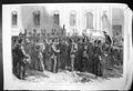 Old Print Prussian Regiment Landwehr Mustering Theater Platz Dresden 1866 19th