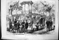 Original Old Antique Print German Military Band On Promenade At Rheims 1872