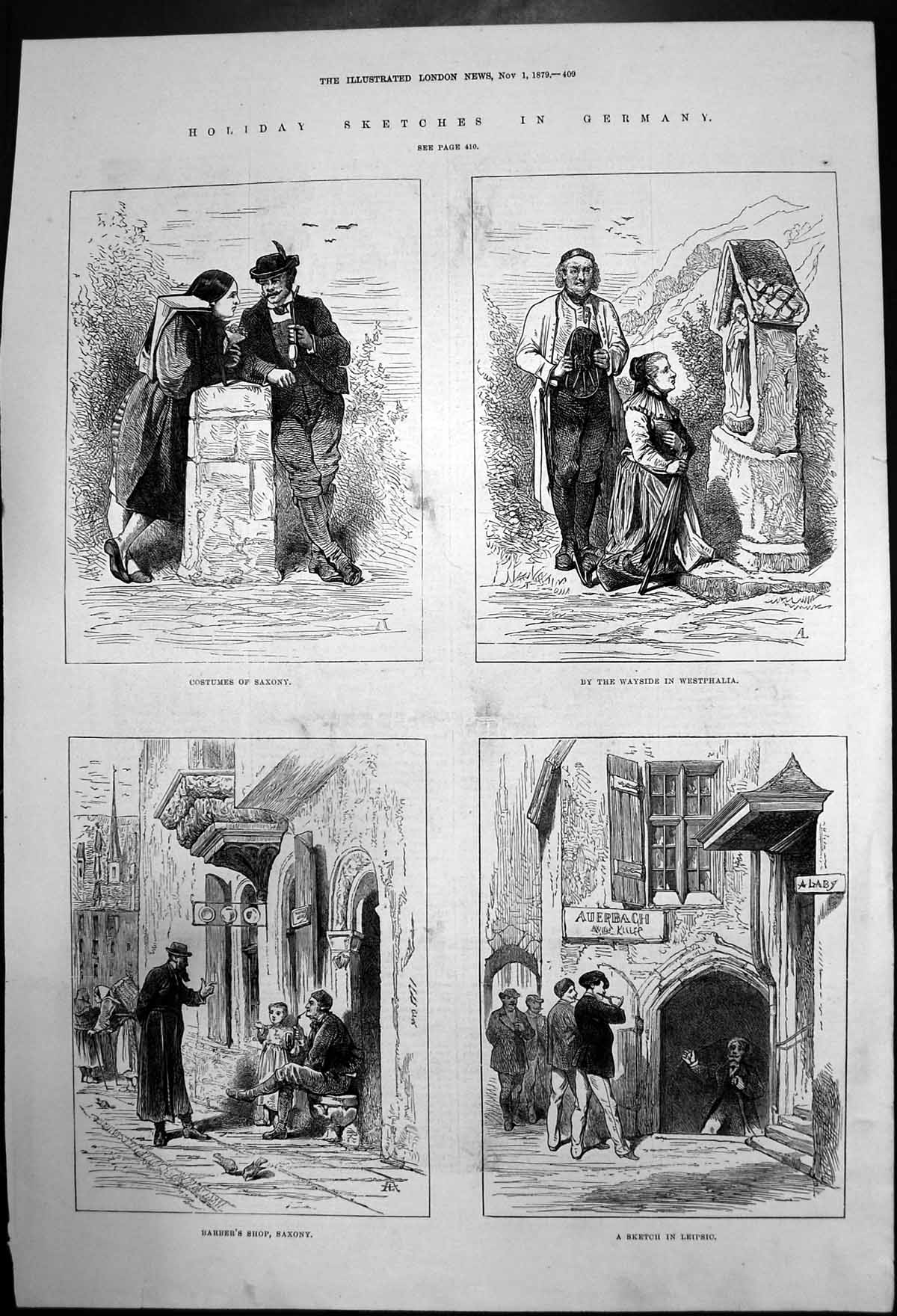 Old Costumesbarber'S Shop Saxony Sketch In Leipsic And Westphalia 187 Victorian