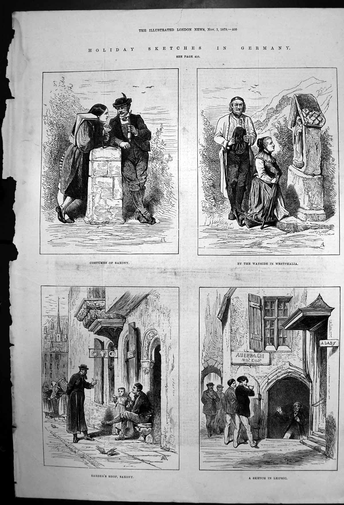 Old Costumesbarber'S Shop Saxony Sketch In Leipsic And Westphalia 187 Victorian
