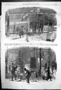 Antique Old Print Chain-Cable Forging At Phoenix Workstividale Dudley 1855 19th