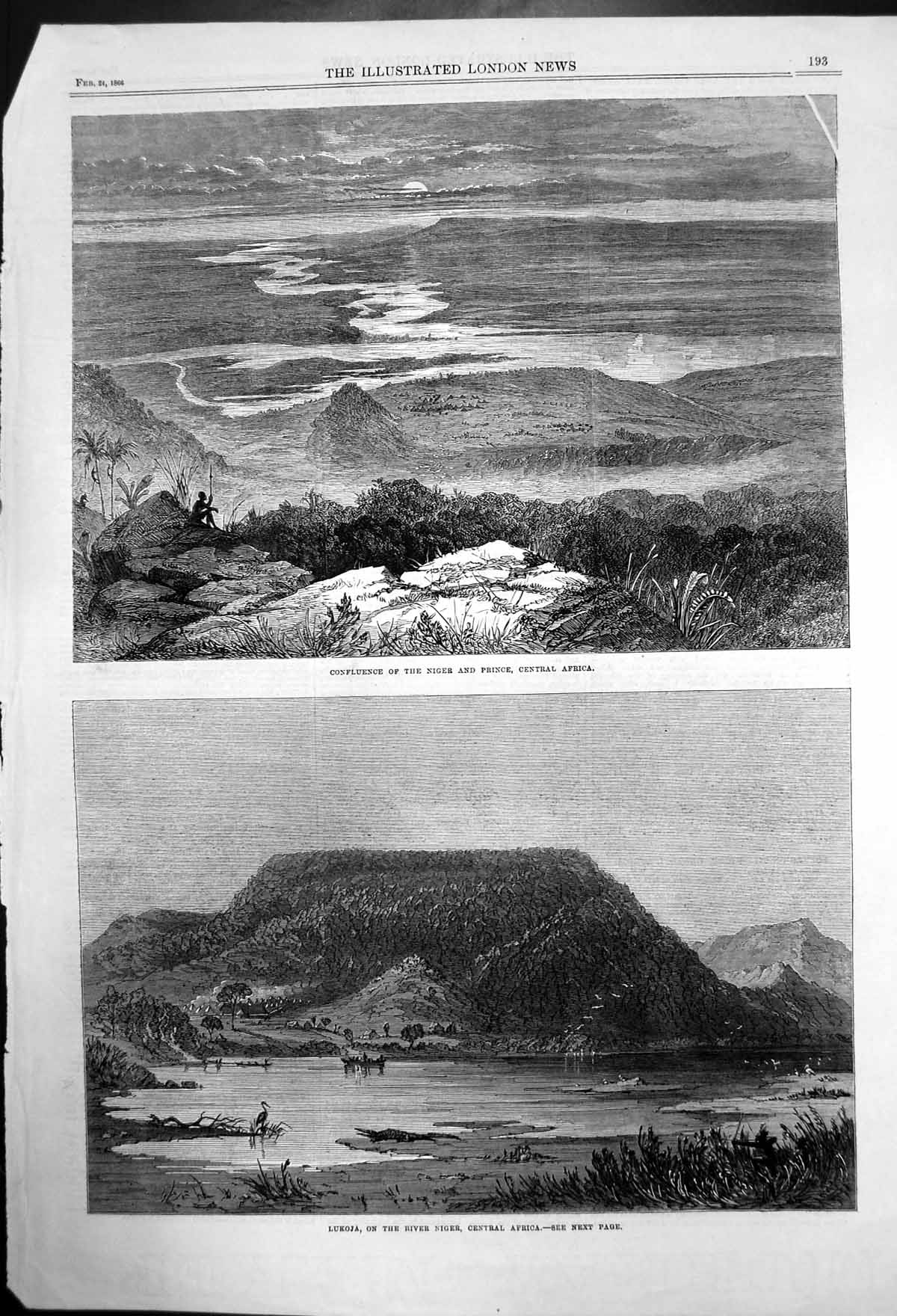 Antique Print Lukojaconfluence Niger And Prince Rivers Central Africa 1866 19th