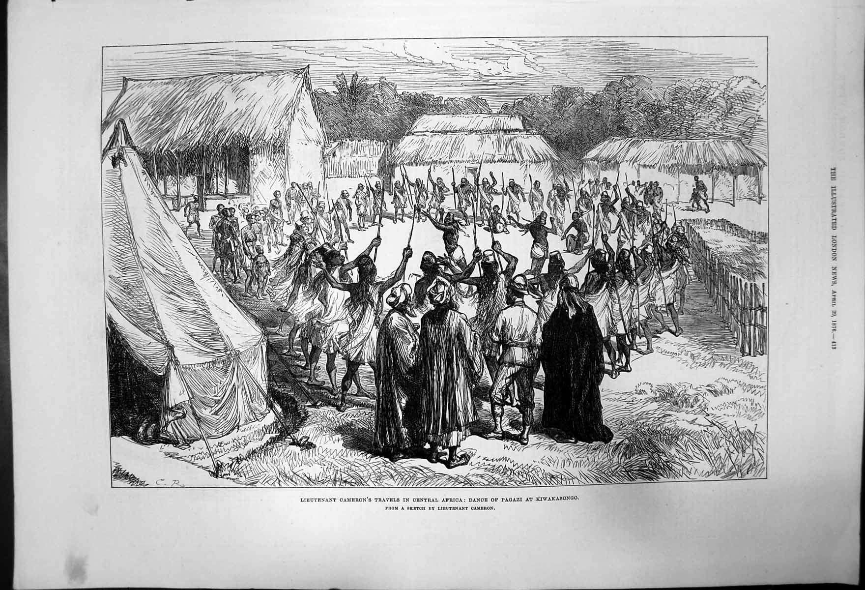 Old Print Dance Pagazi At Kiwakasongo Central Africa By Lieutenant Camer