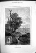 Original Old Antique Print The Months July Scene By The River Montbard 1880