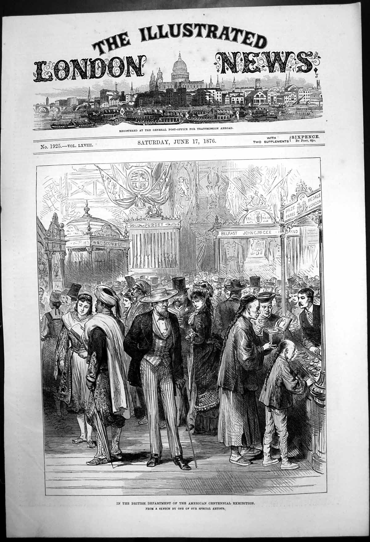 Antique Print Gathering In British Dept American Centennial Exhibition 1876