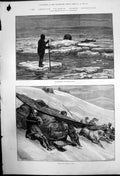 Old Antique Print Franklin Search Expedition Arctic By Hwklutschak 1881 19th