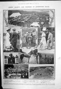 Original Old Antique Print Courtsociety And Winners At Goodwood Races 1907 20th