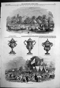 Original Old Antique Print Thames Grand Regatta And Fairputne 1846 Victorian