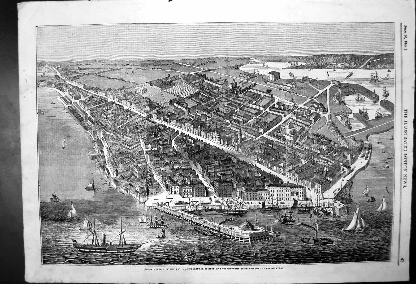 Antique Old Print Meeting Royal Agricultural Society Englandsouthampton 1844