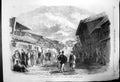 Original Old Antique Print Sketch Hama Metze Japan Townspeople 1862 Victorian