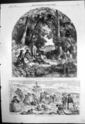 Old Antique Print The Riverside Birkett Foster The Sea Side Hk Brown 1856 19th