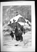 Old On Christmas Day Forestier Family Woman Children House Snow 1894 Victorian