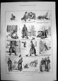 Antique Old Print Police And The Dogs Dadd 1886 Sketches Puppy Terrier Dog 19th