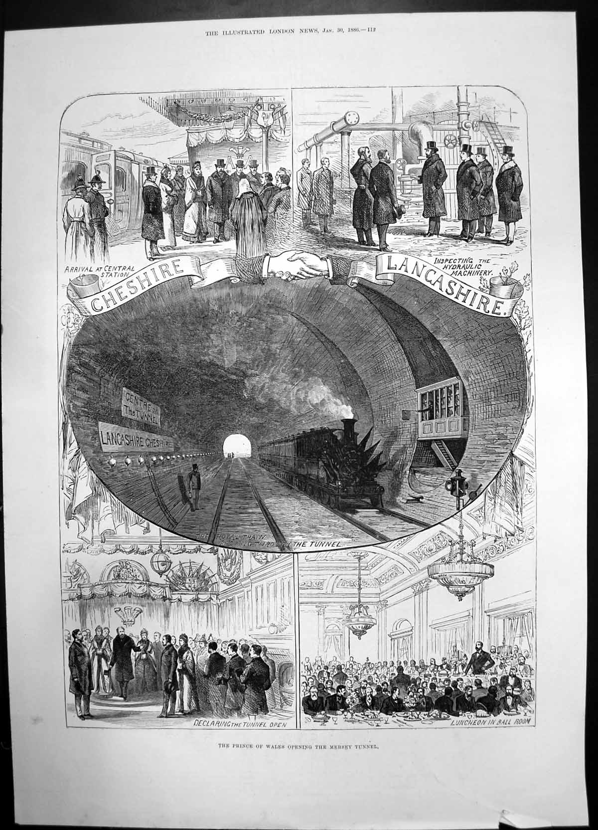 Old Prince Wales Opening Mersey Tunnel 1886 Lancashire Train Station Victorian