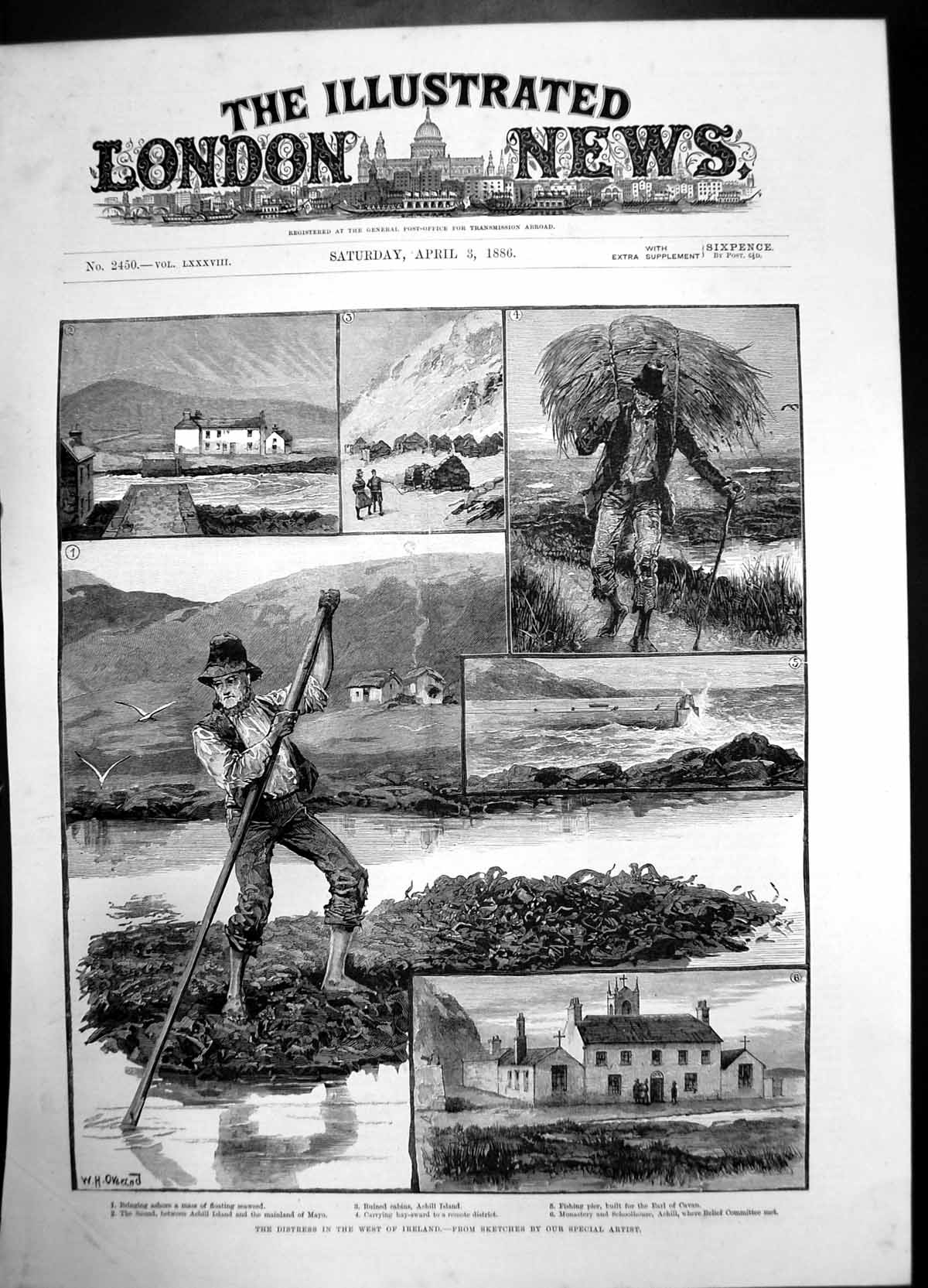 Old Distress West Ireland Sketches 1886 Fishing Pier Schoolhouse Men Victorian