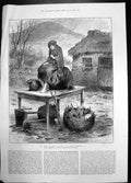 Antique Print All That Is Left Scene At Mayo Eviction 1886 Woman Croft Pots
