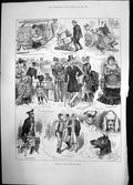 Antique Old Print Sketches Antwerp Dog Show 1884 Pets German English Keeper