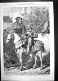 Old Antique Print Comrades A C Gow 1869 Horse Men Flag Battle Exhibtion 19th