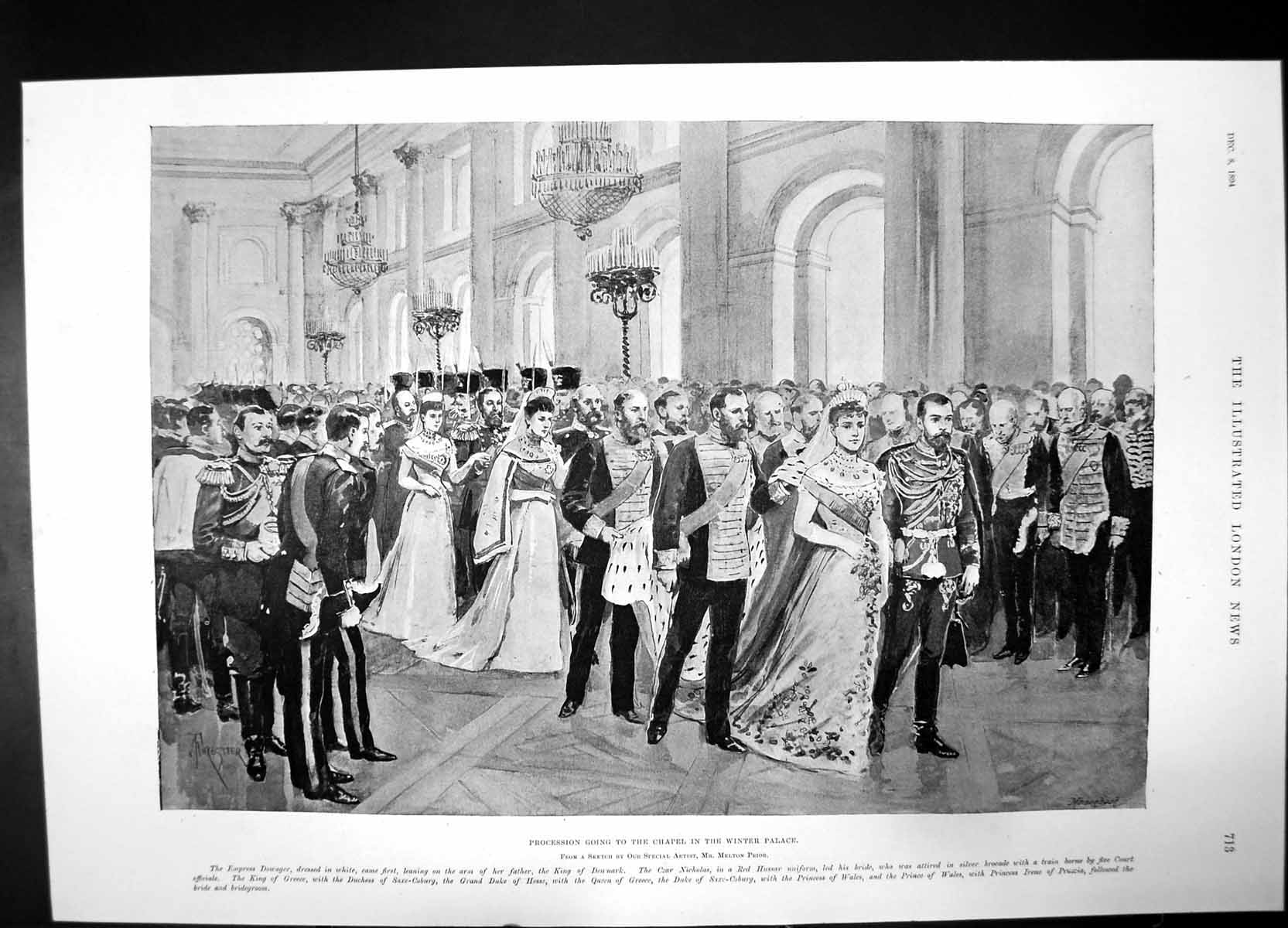 Old Procession Chapel Winter Palace Empress Dowager King Denmark 1894 Victorian
