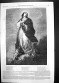 Antique Print The Conception Spanish Gallery Murillo 1848 Mary Queen Heaven