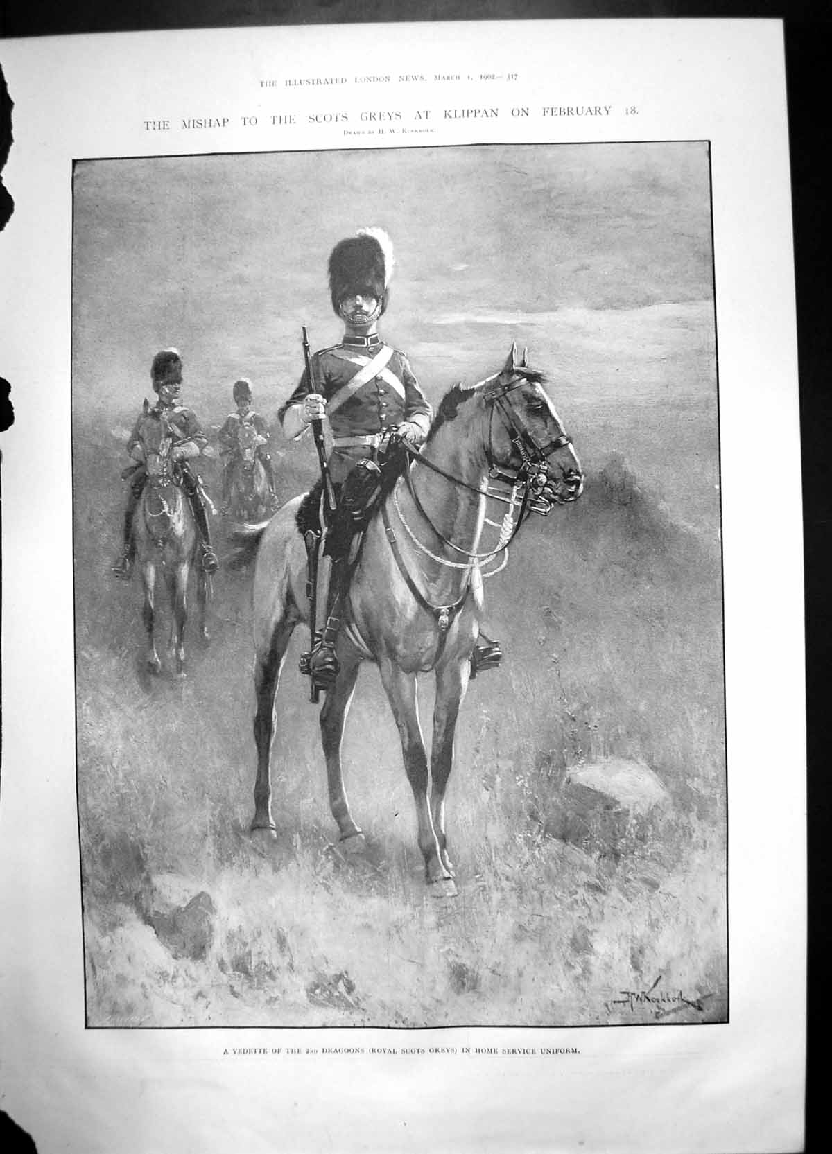 Old Vendette 2Nd Dragoons Royal Scots Greys Home Service Unifrom 1902