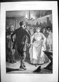 Old Gamekeepers Party 1886 Women Men Dancing Dress Suit Woodville Ref Victorian