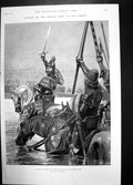 Old Print Battles British Army Cressy Edward Third Somme French Army 1894 19th