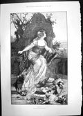 Antique Print Hope Gabriel Ferrier 1896 Woman Child Chair Portrait Flowers 19th