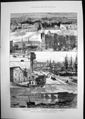 Old Print British Association Science Montreal Canada 1884 Harbour Bridge 19th