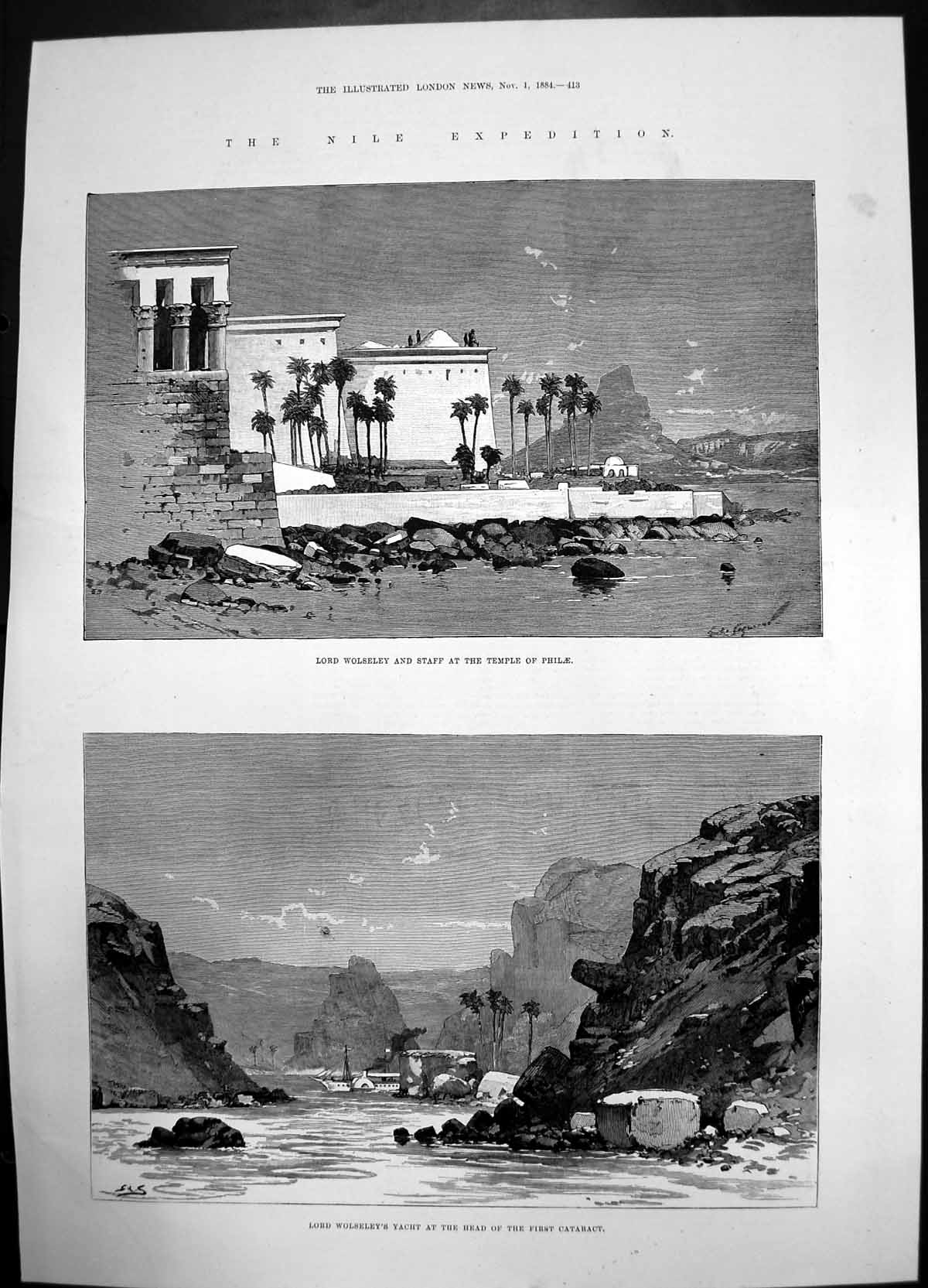 Old Nile Expedition Lord Wolseley Temple Phile Yacht Catarct Boats 18 Victorian