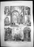 Antique Old Print Roman Catholic Church Oratory South Kensington 1884 Chapel
