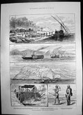 Old Nile Expedition Royal Engineers 1884 Sketches Railway Barge Castl Victorian