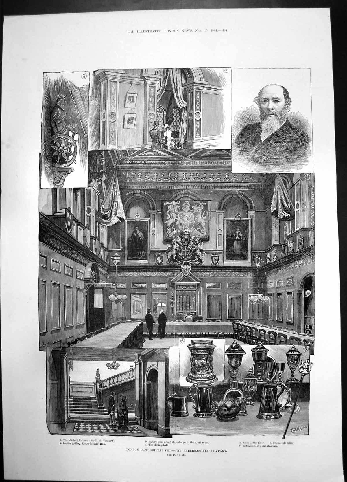 Old London City Guilds Haberdashers Company 1884 Gallery Court Plate Victorian
