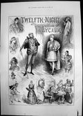 Old Print Twelfth Night At The Lyceum 1884 Jester Costume Men Performance 19th
