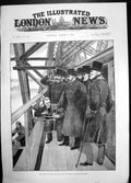 Antique Print Prince Wales Driving Last Rivet Forth Bridge 1890 Men Working