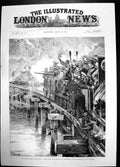 Old Print Naval Manoeuvres Portsmouth Armour Clad Train Bridge Mine 1887 19th