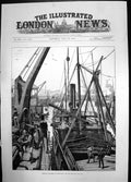 Antique Old Print Shipping Material Woolwich Souakim Railway 1884 Boat Docks